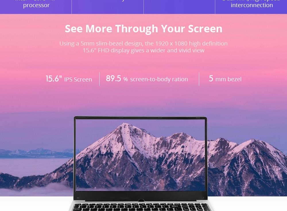 VORKE Notebook 15 4G Laptop Intel Core i7-4500U 15.6'' Screen 1920*1080 Windows 10 8GB DDR3 256GB SSD - Silver