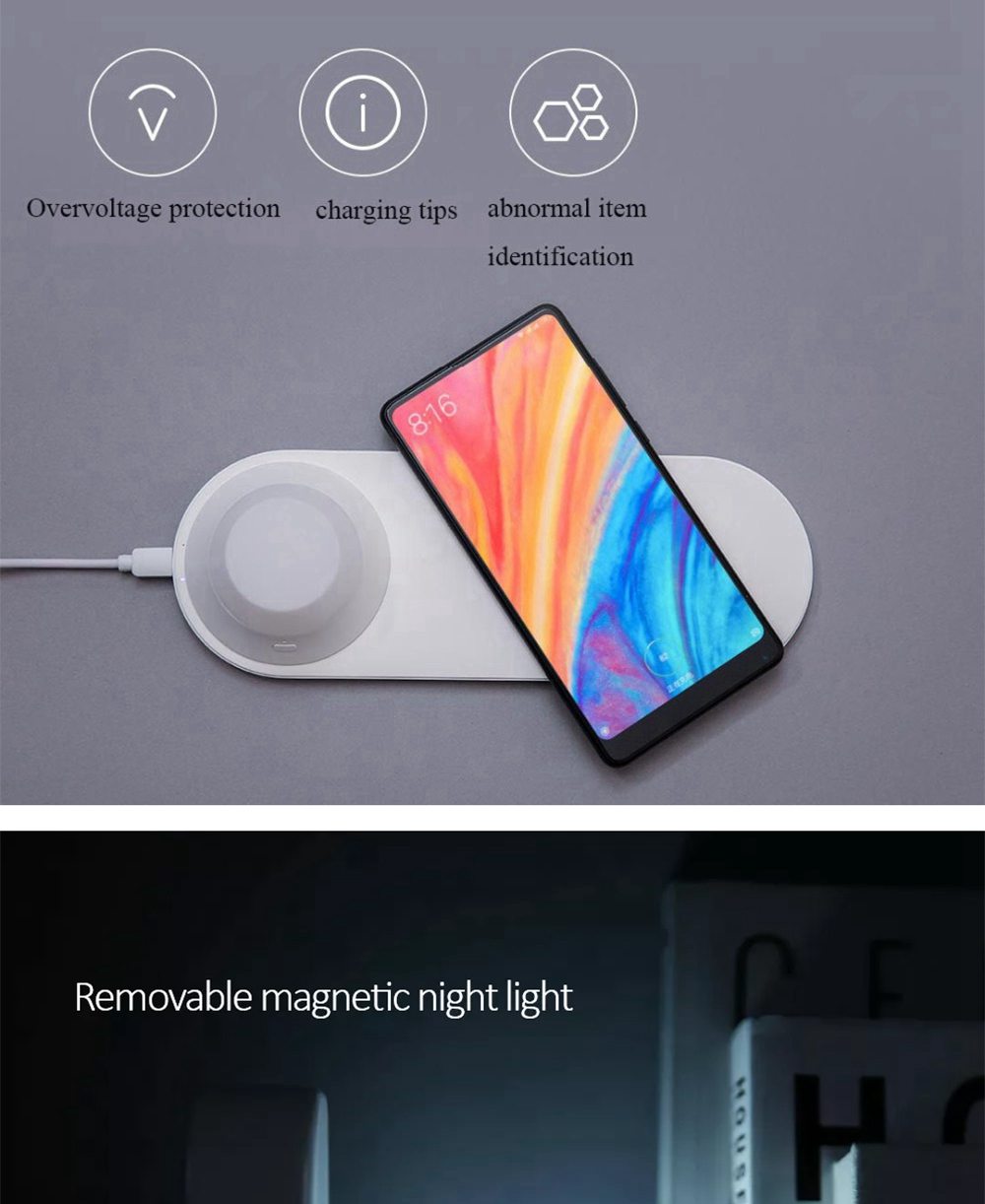 Yeelight YLYD04YL Wireless Charging Smart Night Light With Phone Quick Charger - White