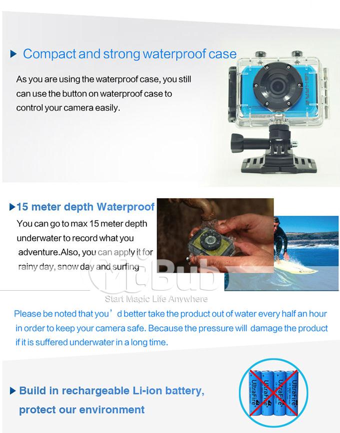 iShare S200 5MP Sports Camera 1080P FHD DVR 2" Waterproof Camcorder