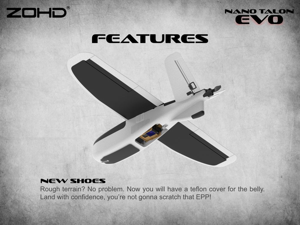 ZOHD Nano Talon EVO 860mm Wingspan AIO V-Tail EPP Molded FPV Fixed Wing RC Airplane PNP With Power System - W/O FPV System