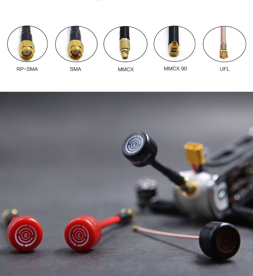 2PCS Geprc Momoda 5.8G 2dBi RHCP MMCX FPV Antenna For FPV Goggles Monitor Racing Drone - Red