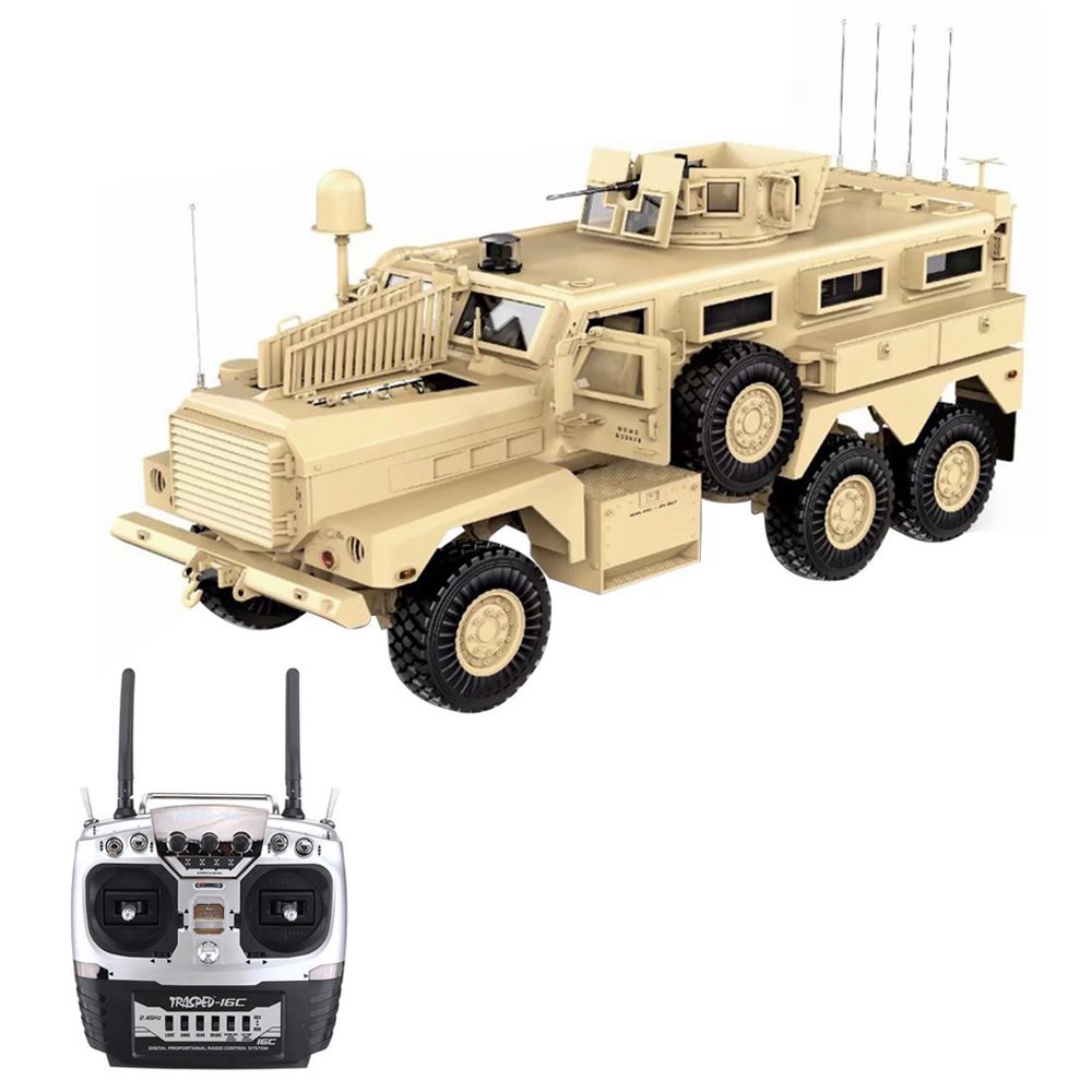 HG P602 1/12 2.4G 16CH 6WD 25km/h U.S.6X6 Explosion Proof Vehicle Truck RC Realistic Military Car  Without Battery Charger - Khaki