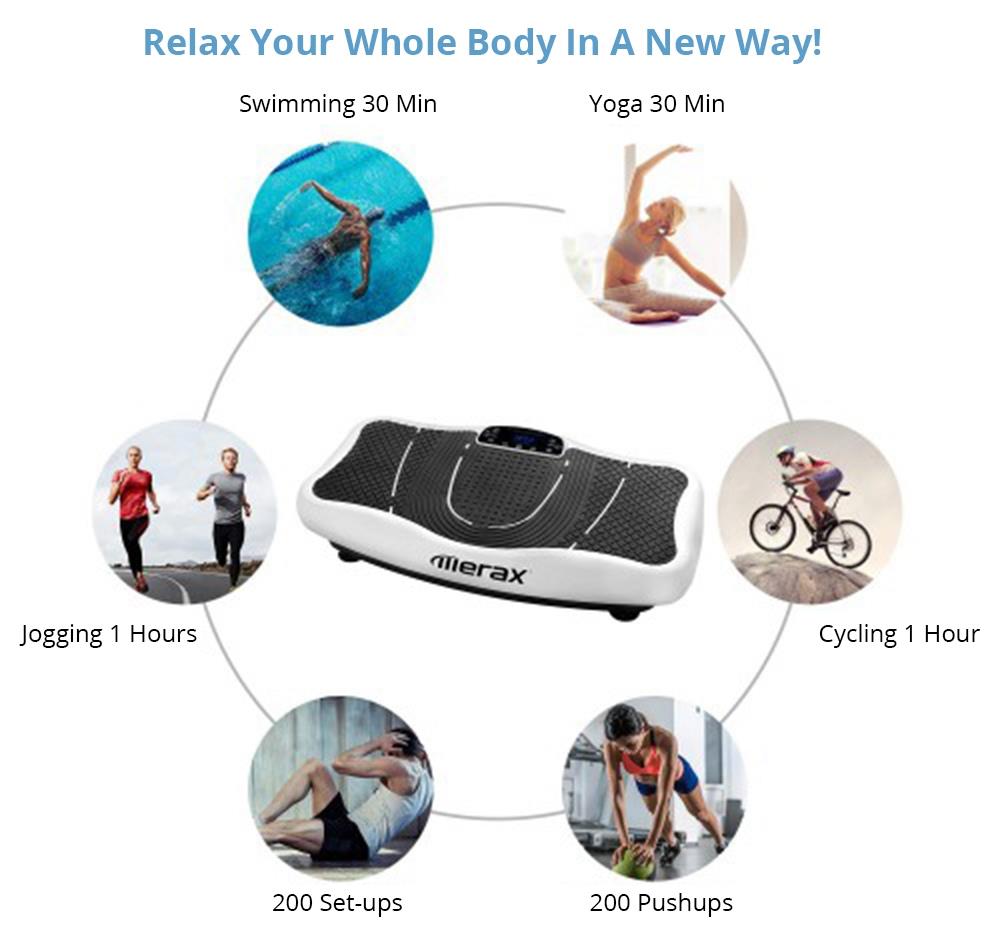 Merax Vibration Plate Trainer Fitness Machine Professional 2D Wipp Vibration With Bluetooth Speaker - White