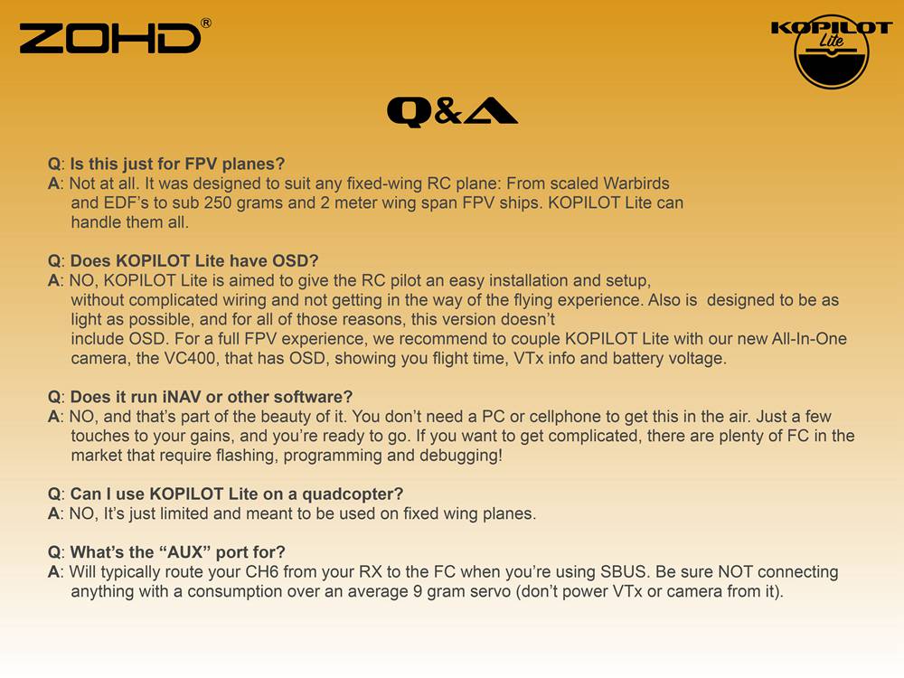 ZOHD Kopilot Lite Autopilot System Flight Controller With GPS Module Return Home Stabilization Gyro For FPV RC Airplanes