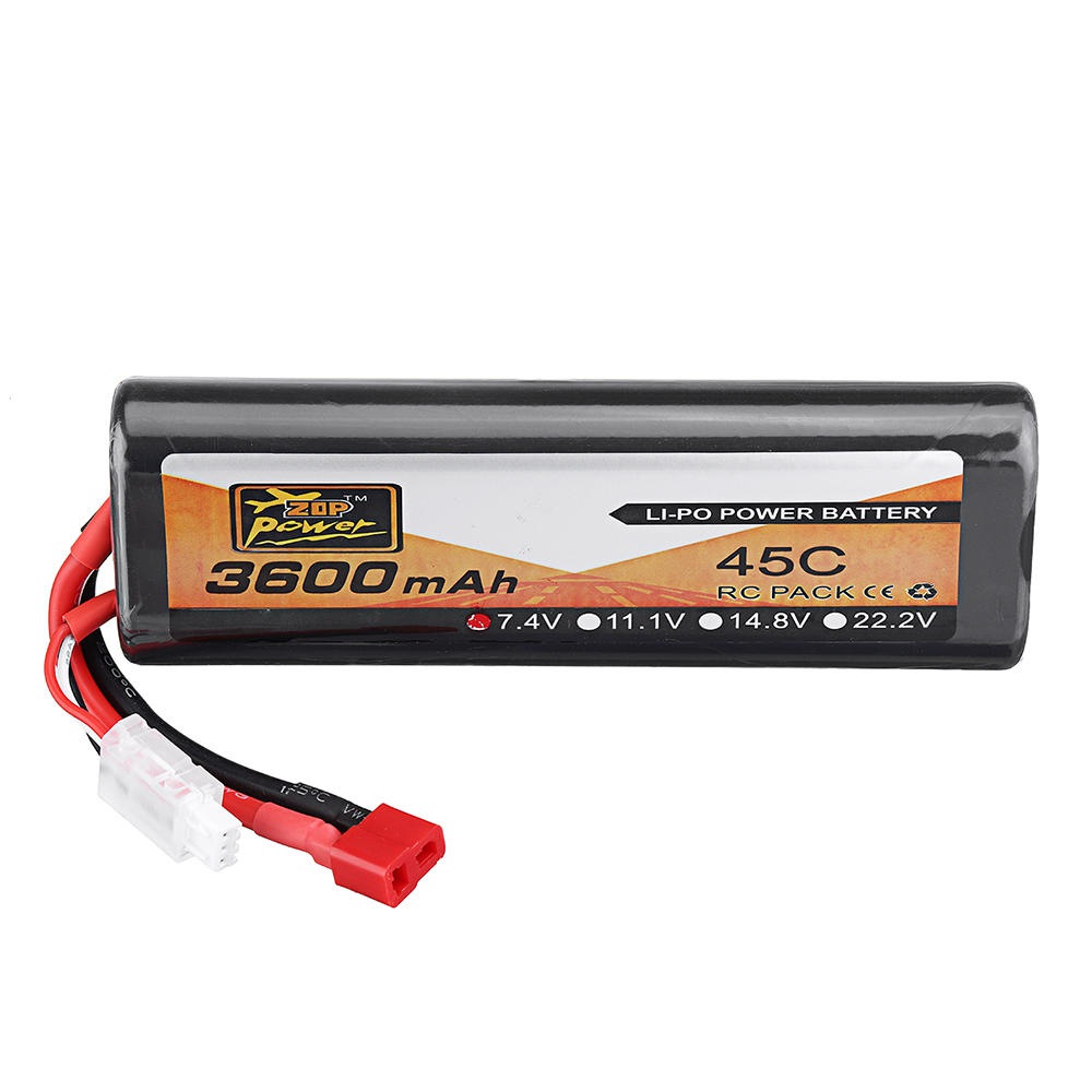 ZOP Power 2S 7.4V 3600mAh 45C T Plug Oval Lipo Battery For RC Car Model