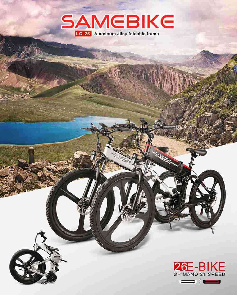 samebike lo26 moped electric bike