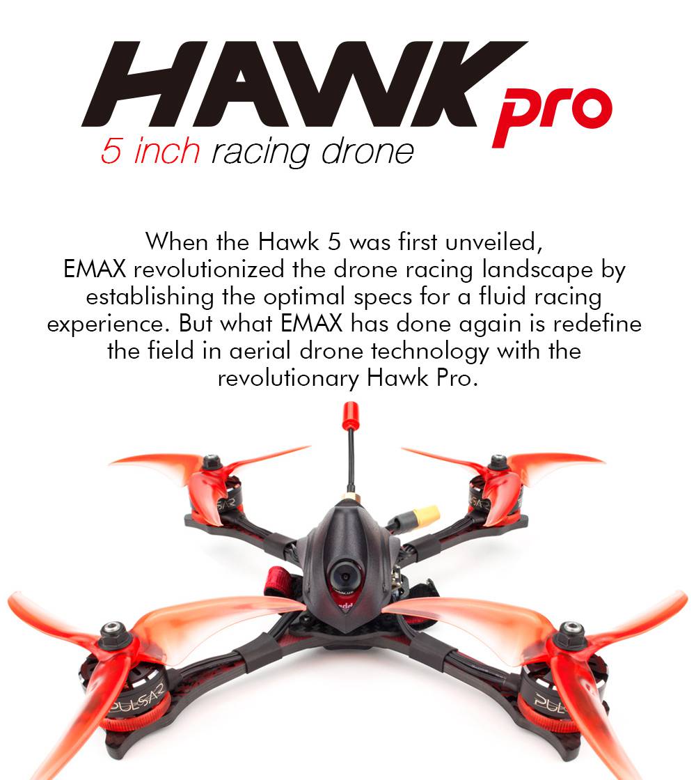 Emax Hawk PRO 5 Inch 4S FPV Racing Drone With F4 BF OSD FC 4in1 35A BLheli_32 ESC Pulsar 2306 2400KV Caddx Ratel Cam PNP Version