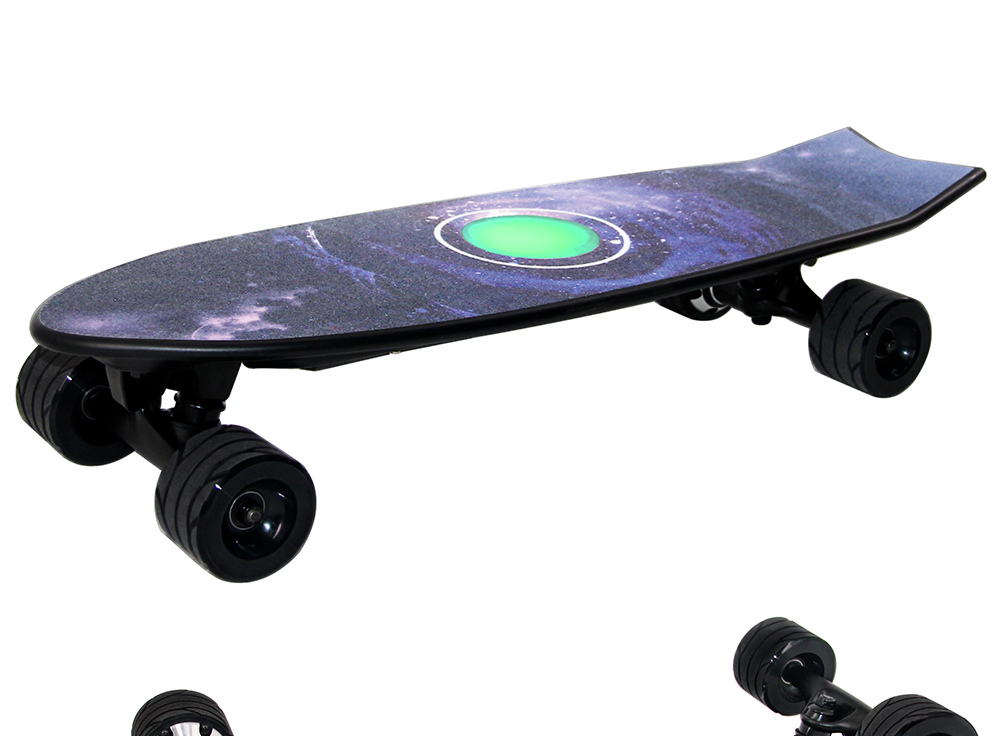 JKING Electric Skateboard with Speakers and Colored Lights Speed 25KM/H With Remote Controller - Black