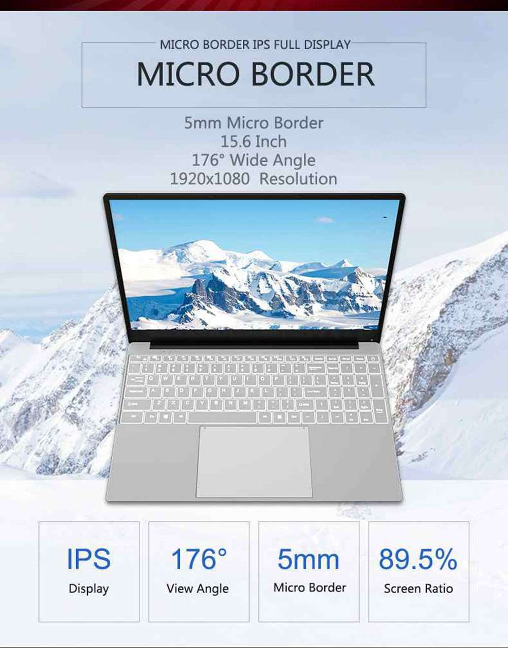 T-BAO Tbook X9 Notebook Intel Core i3-5005U Dual Core 15.6"  FHD Screen 1920*1080 Windows 10 8G 256G SSD - Silver