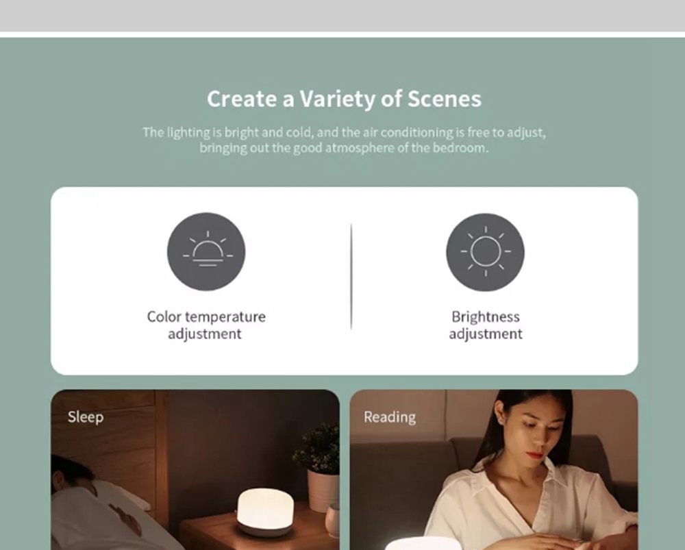 Xiaomi Yeelight YLCT01YL LED Bedside Lamp Intelligent Colorful Night Light Voice App control - White