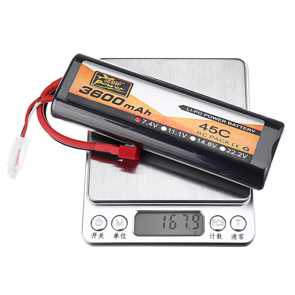ZOP Power 2S 7.4V 3600mAh 45C T Plug Oval Lipo Battery For RC Car Model