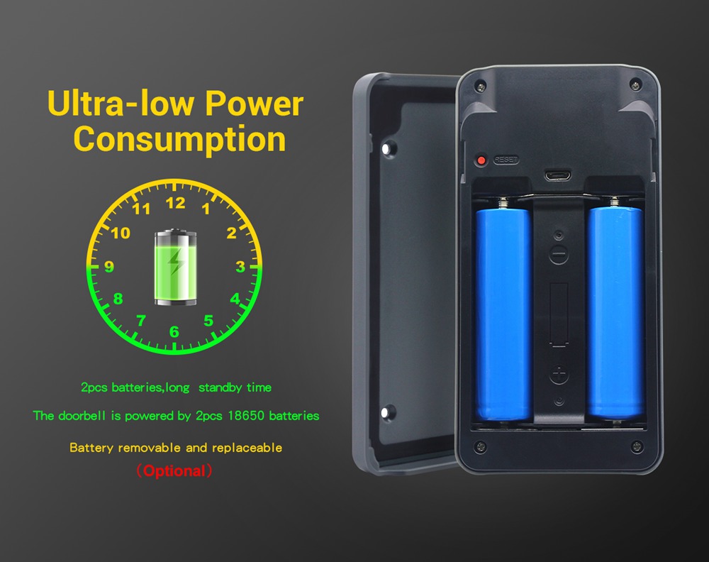 ESCAM V6 Network Smart Doorbell Security Monitoring Cloud Storage HD Camera - Include Chime And Battery