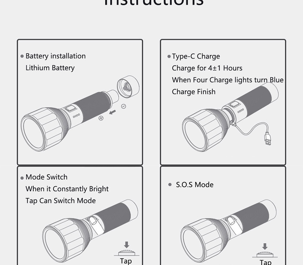 Xiaomi Nextool Outdoor Flashlight 2000 Lumens IPX7 5 Models Black