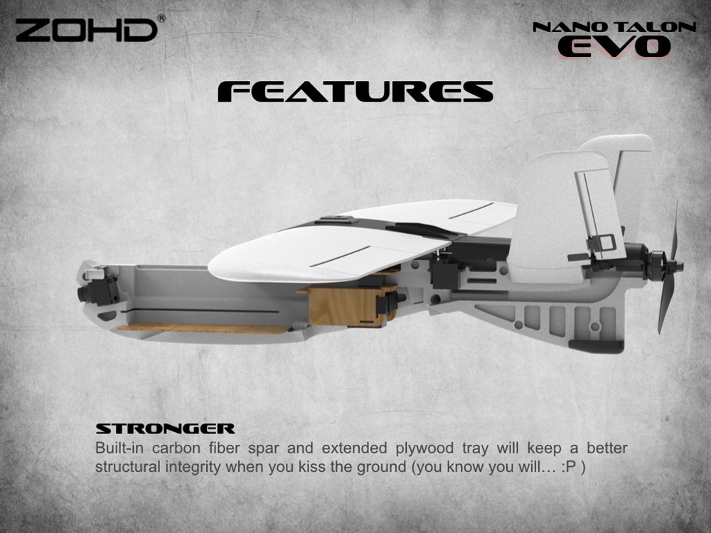 ZOHD Nano Talon EVO 860mm Wingspan AIO V-Tail EPP Molded FPV Fixed Wing RC Airplane PNP With Power System - W/O FPV System