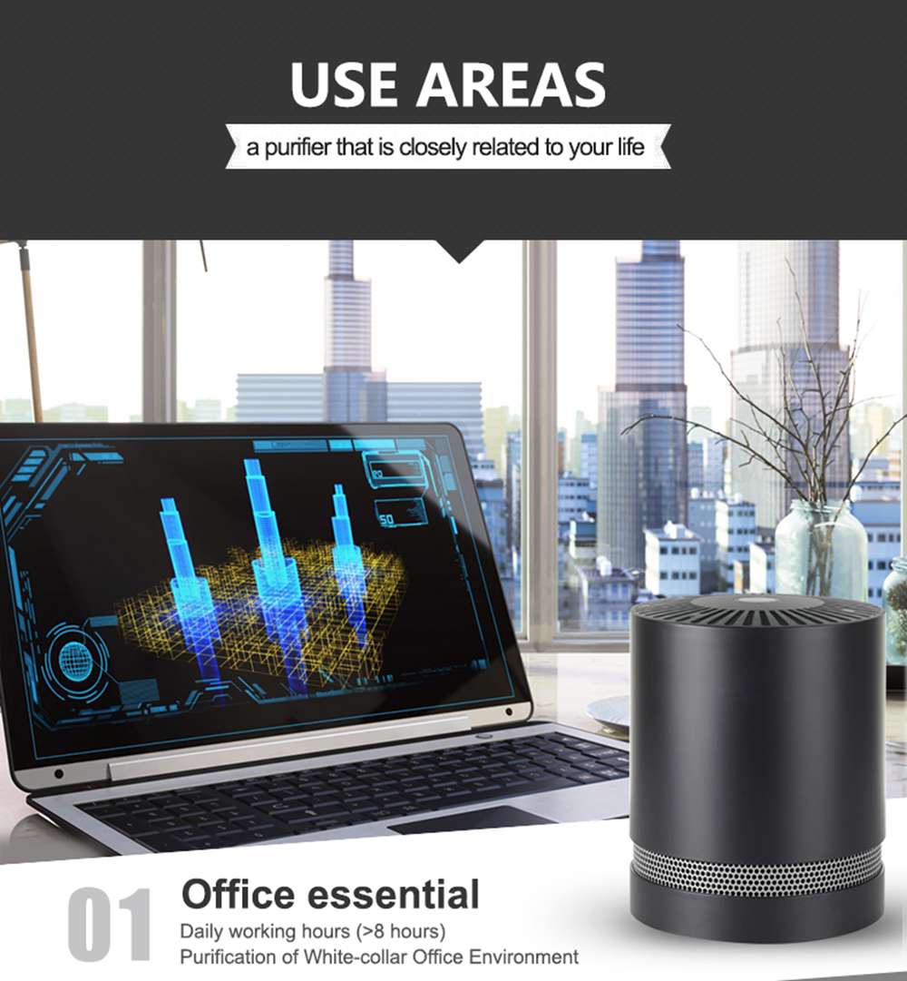 Household Portable Desktop Air Purifier For Removing Smoky Formaldehyde - Black