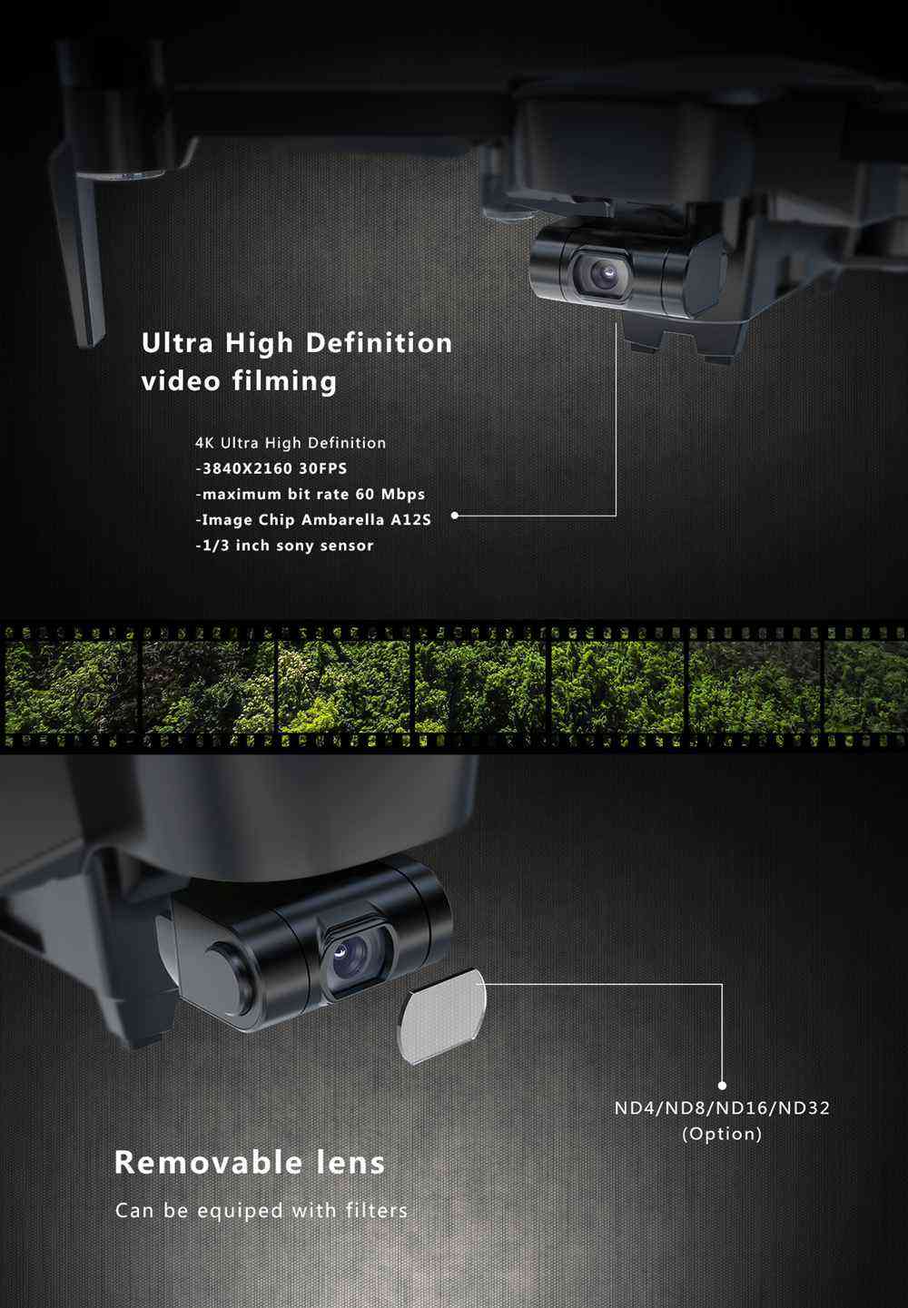 Hubsan ZINO PRO GPS 5G WIFI 4KM FPV RC Drone UHD 4K 3-Axis Gimbal Detachable Filter Camera Panorama Photography Mode RTF - Portable Three Batteries Version