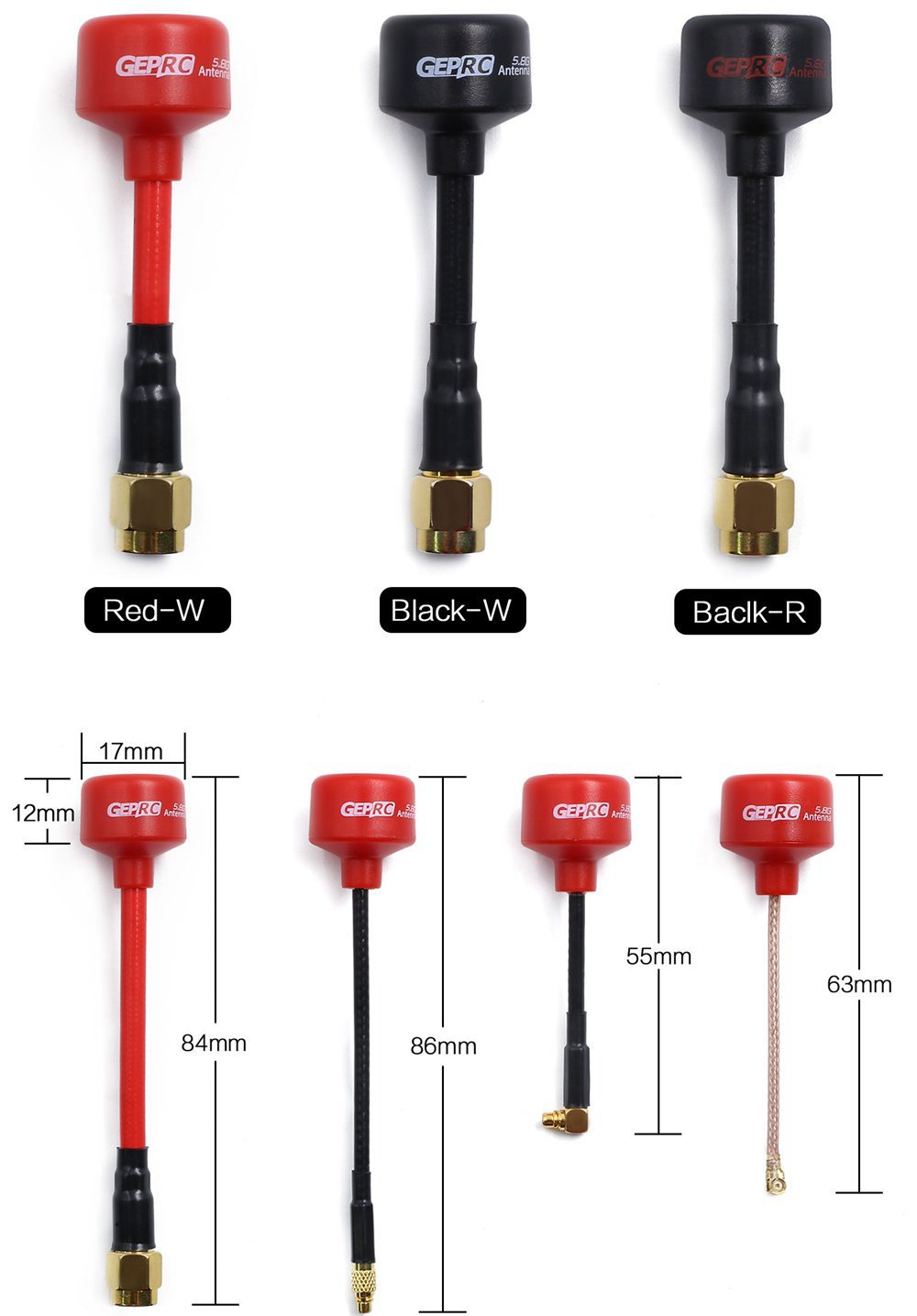 2PCS Geprc Momoda 5.8G 2dBi RHCP MMCX FPV Antenna For FPV Goggles Monitor Racing Drone - Red