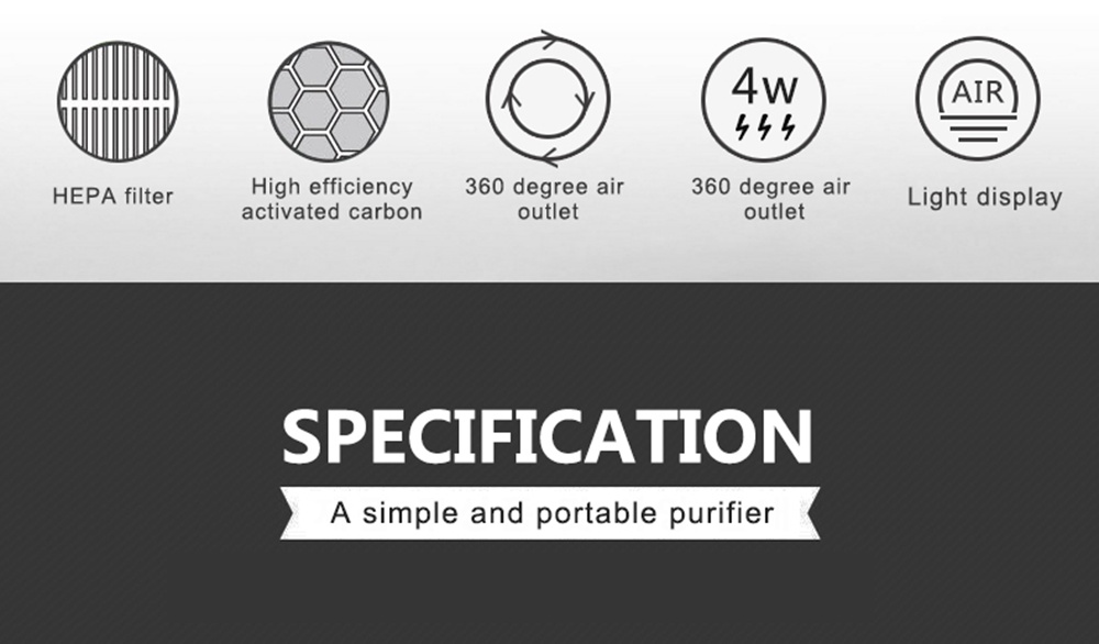 Household Portable Desktop Air Purifier For Removing Smoky Formaldehyde - Black