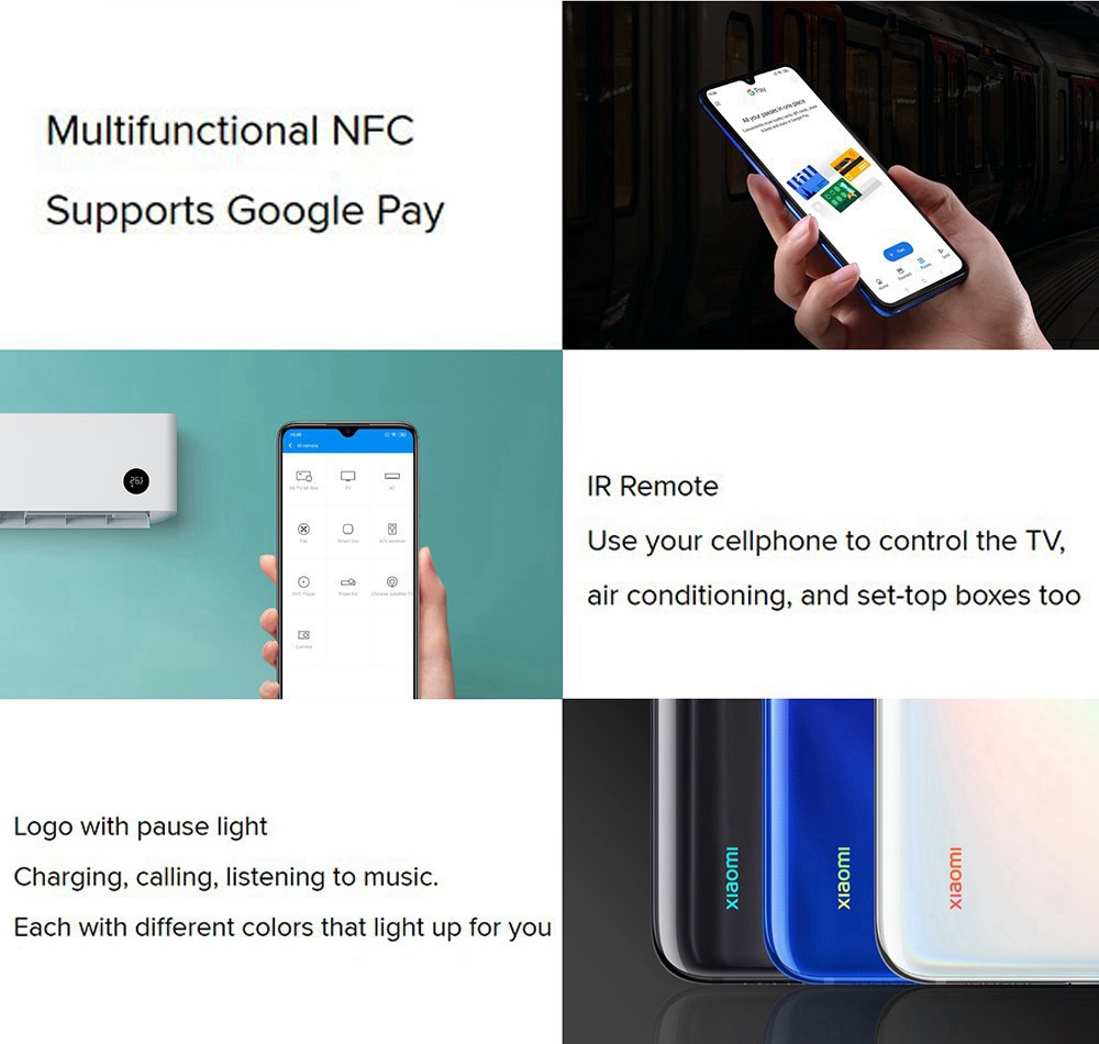 Xiaomi Mi 9 Lite 6.39 Inch 4G LTE Smartphone Snapdragon 710 6GB 128GB 48.0MP+8.0MP+2.0MP Triple Rear Cameras Fingerprint ID Dual SIM MIUI 10 Global Version - Blue