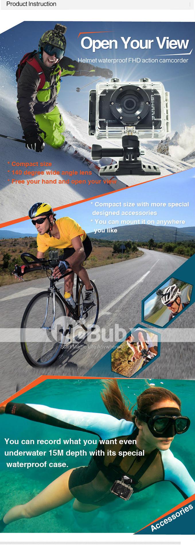 iShare S200 5MP Sports Camera 1080P FHD DVR 2" Waterproof Camcorder