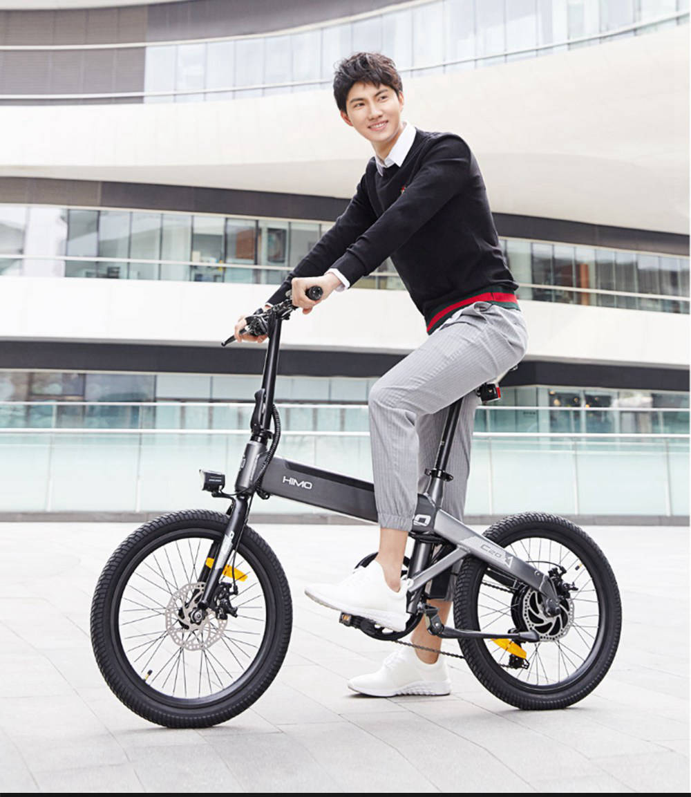 Xiaomi HIMO C20 Foldable Electric Moped Bicycle 250W Motor Max 25km/h 10Ah Battery Hidden Inflator Pump Variable Speed Drive - White