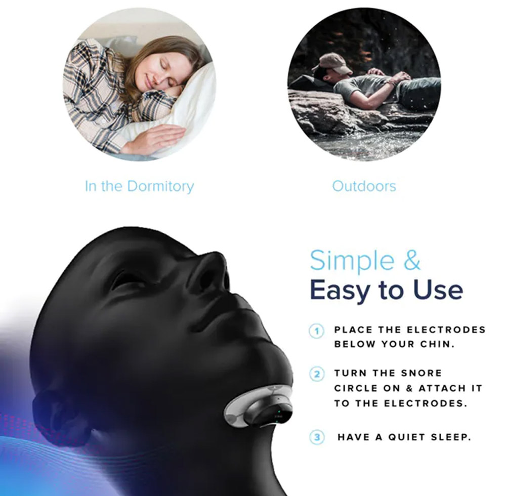 Snore Circle Smart Bluetooth Anti Snoring Device Throat Snore Stopper APP Recording Sleep Analysis