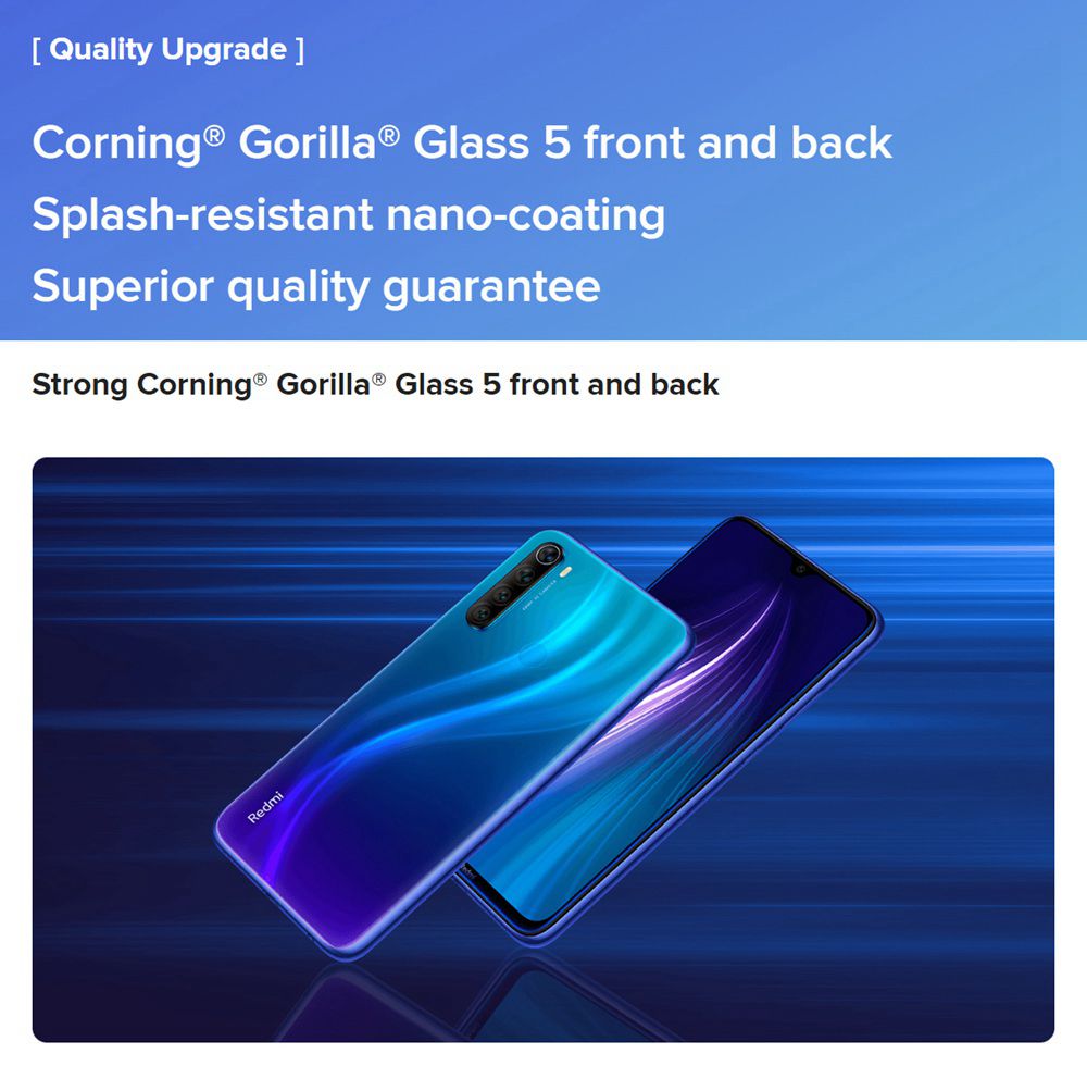 Xiaomi Redmi Note 8 6.3 Inch 4G LTE Smartphone Snapdragon 665 6GB 128GB 48.0MP+8.0MP+2.0MP+2.0MP Quad Camera Fingerprint ID Dual SIM Android 9.0 - Blue
