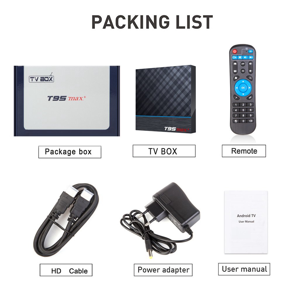 T95 MAX+ Amlogic S905x3 Android 9.0 8K Video Decode TV Box Google Play 4GB/32GB USB3.0 2.4G+5G WiFi Bluetooth 100Mbps LAN