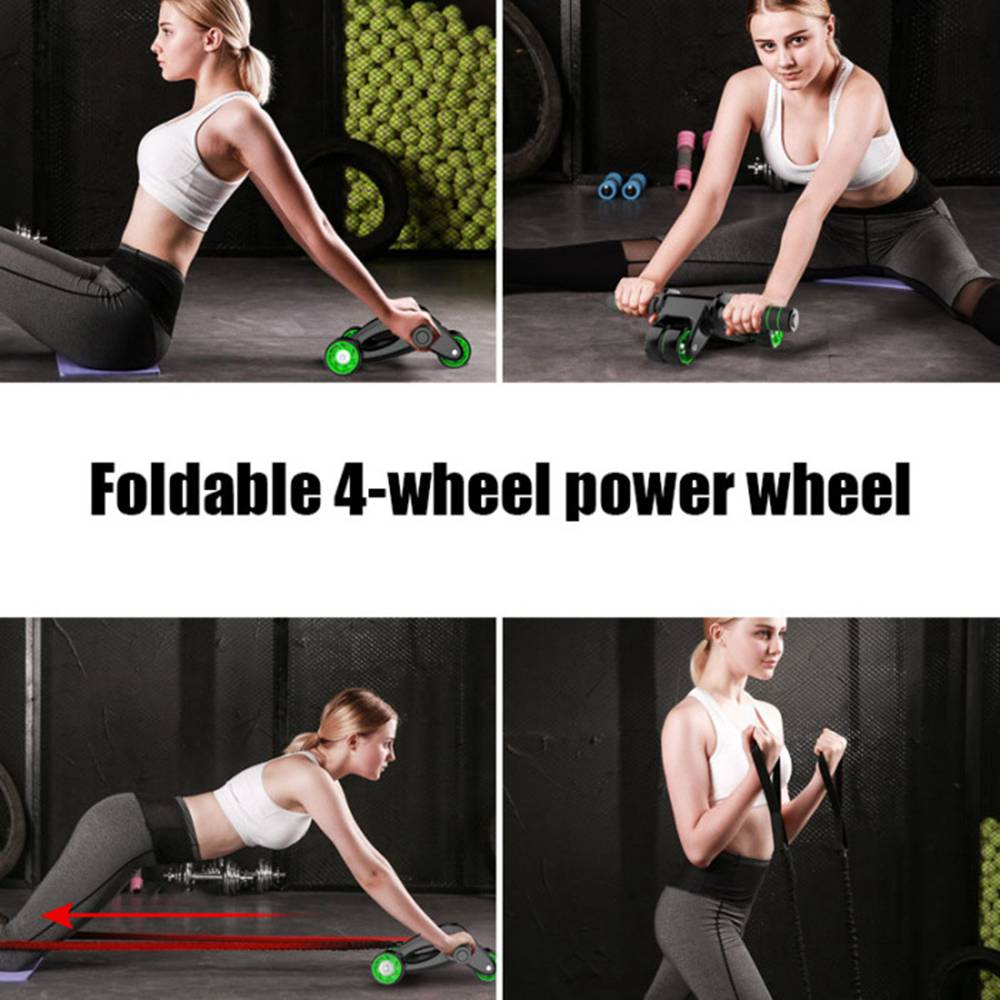 Folding Abdominal Wheel Abdomen Wheel Roller Home Fitness Equipment Training Device With Knee Pad