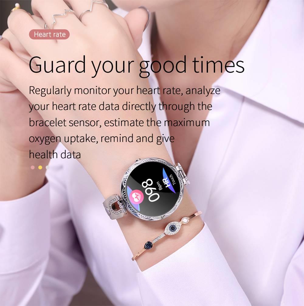 AK15 Women Smart Bracelet 1.08 Inch Color Screen Heart Rate Sleep Monitor IP67 Multiple Sports Modes - Silver