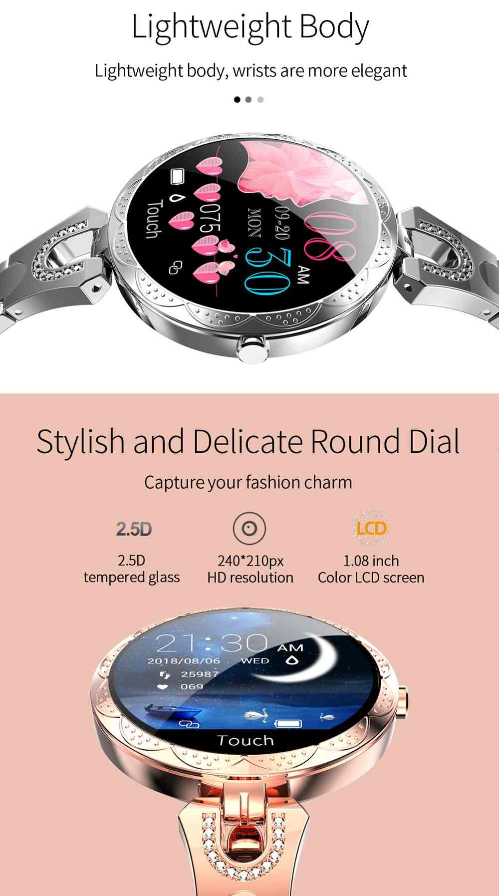 AK15 Women Smart Bracelet 1.08 Inch Color Screen Heart Rate Sleep Monitor IP67 Multiple Sports Modes - Silver