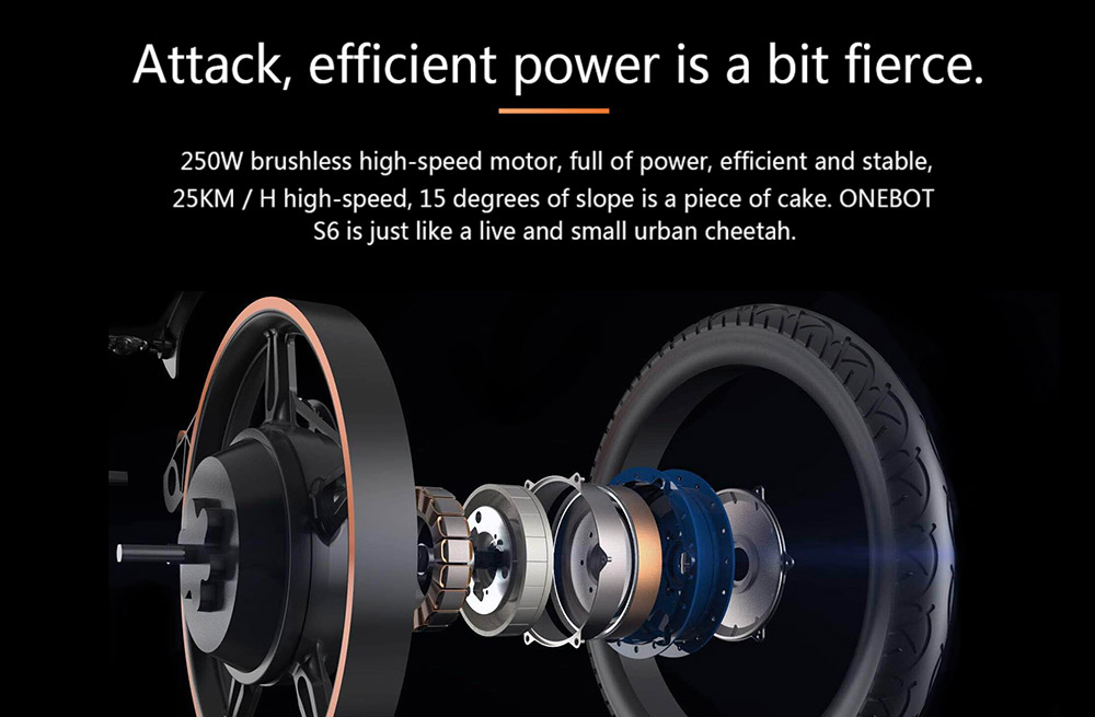 ONEBOT S6 Portable Folding Electric Bike 250W Motor Max 25km/h 6.4Ah Battery - Black