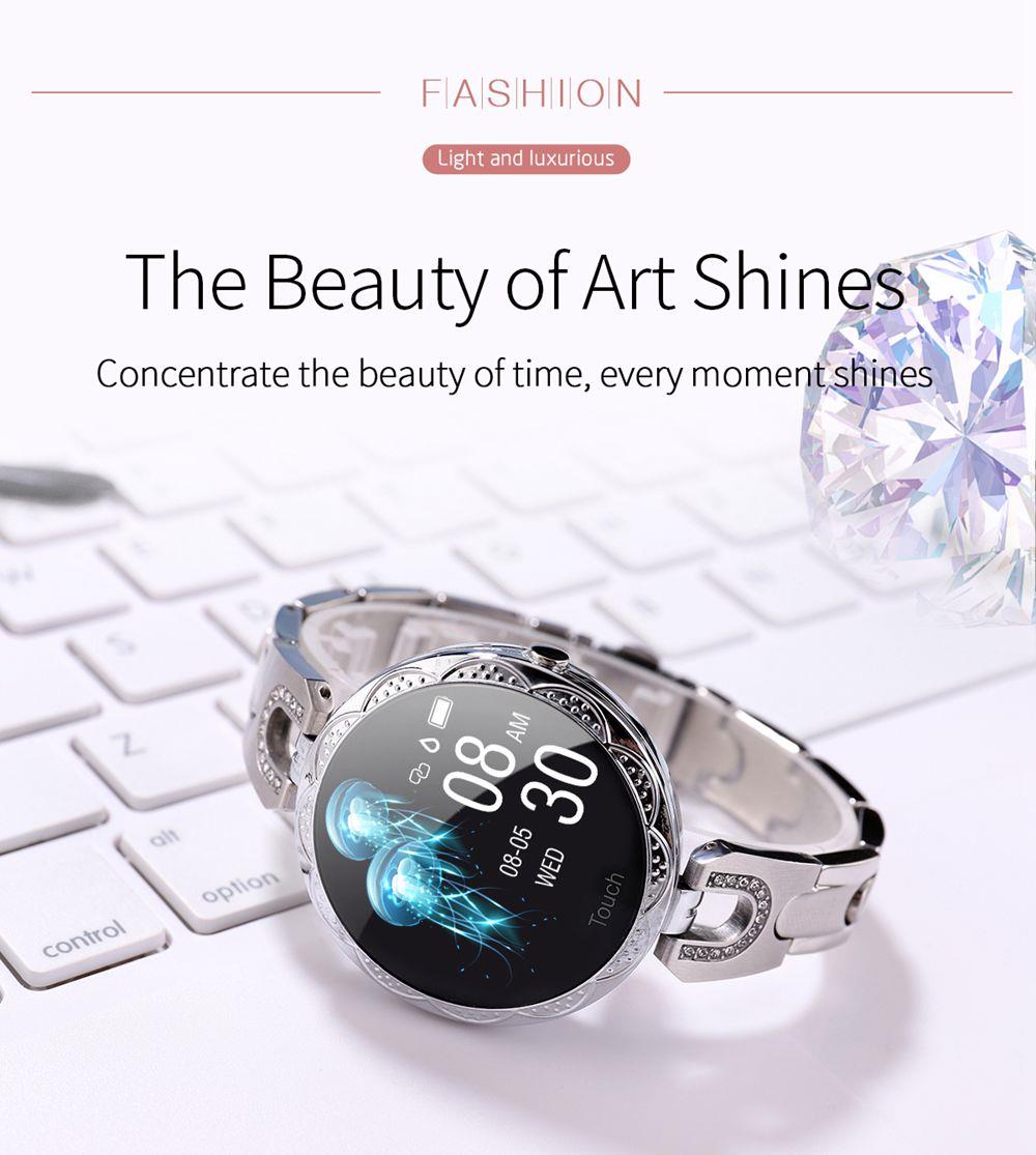 AK15 Women Smart Bracelet 1.08 Inch Color Screen Heart Rate Sleep Monitor IP67 Multiple Sports Modes - Silver