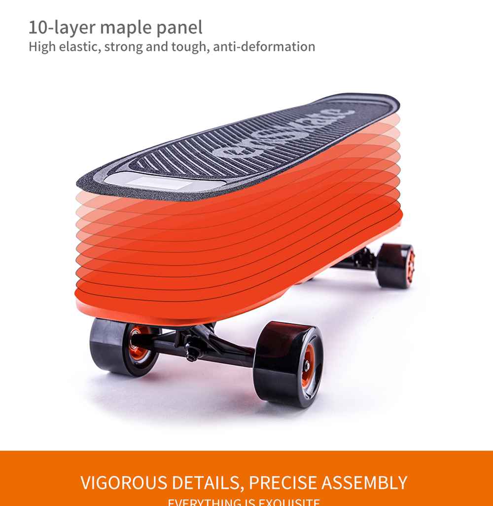 Enskate Woboard Electric Skateboard Max 35km/h With Remote Controller - Black + Orange