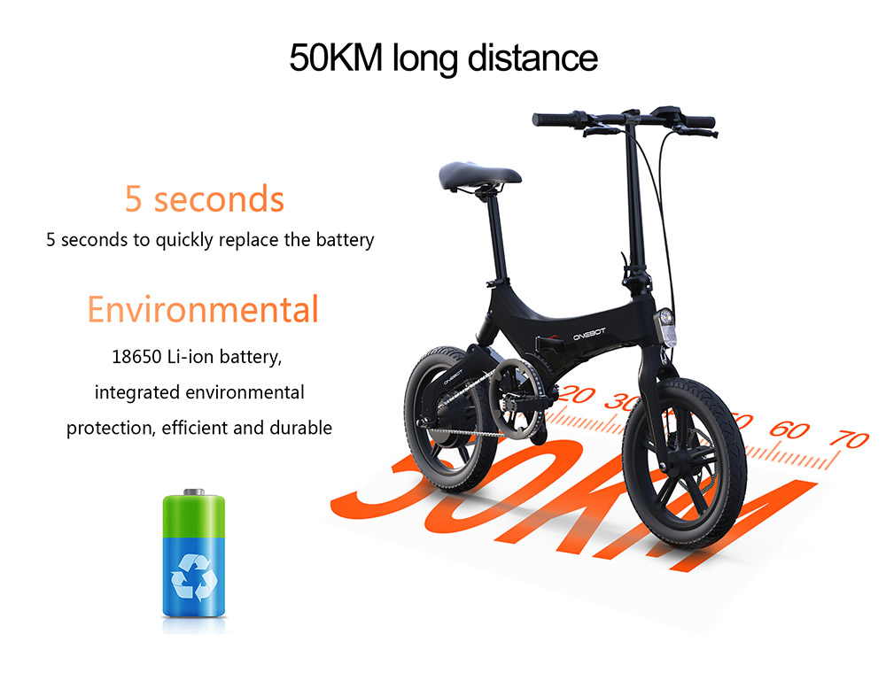 ONEBOT S6 Portable Folding Electric Bike 250W Motor Max 25km/h 6.4Ah Battery - Orange