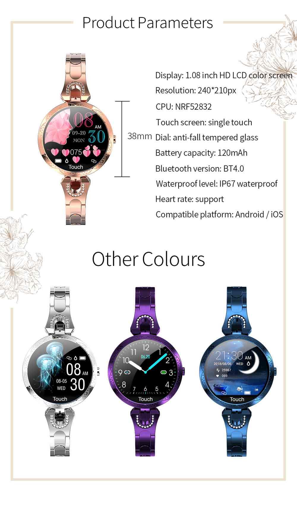AK15 Women Smart Bracelet 1.08 Inch Color Screen Heart Rate Sleep Monitor IP67 Multiple Sports Modes - Silver