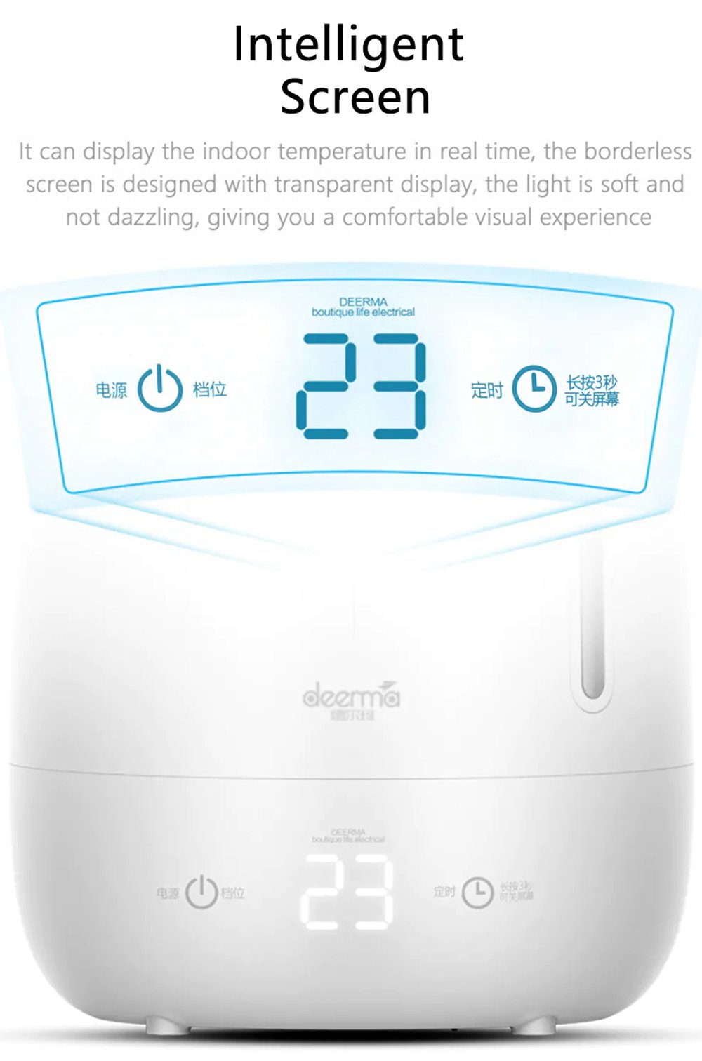 DEERMA DEM F600 Household Ultrasonic Humidifier 5L Capacity - Black