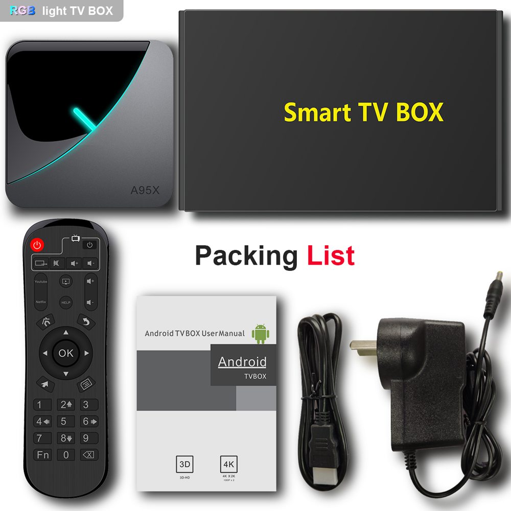 A95X F3 Amlogic S905x3 8K Video Decode Android 9.0 TV Box RGB Light 4GB/32GB 2.4G+5.8G WiFi Bluetooth LAN USB3.0 Youtube Netflix