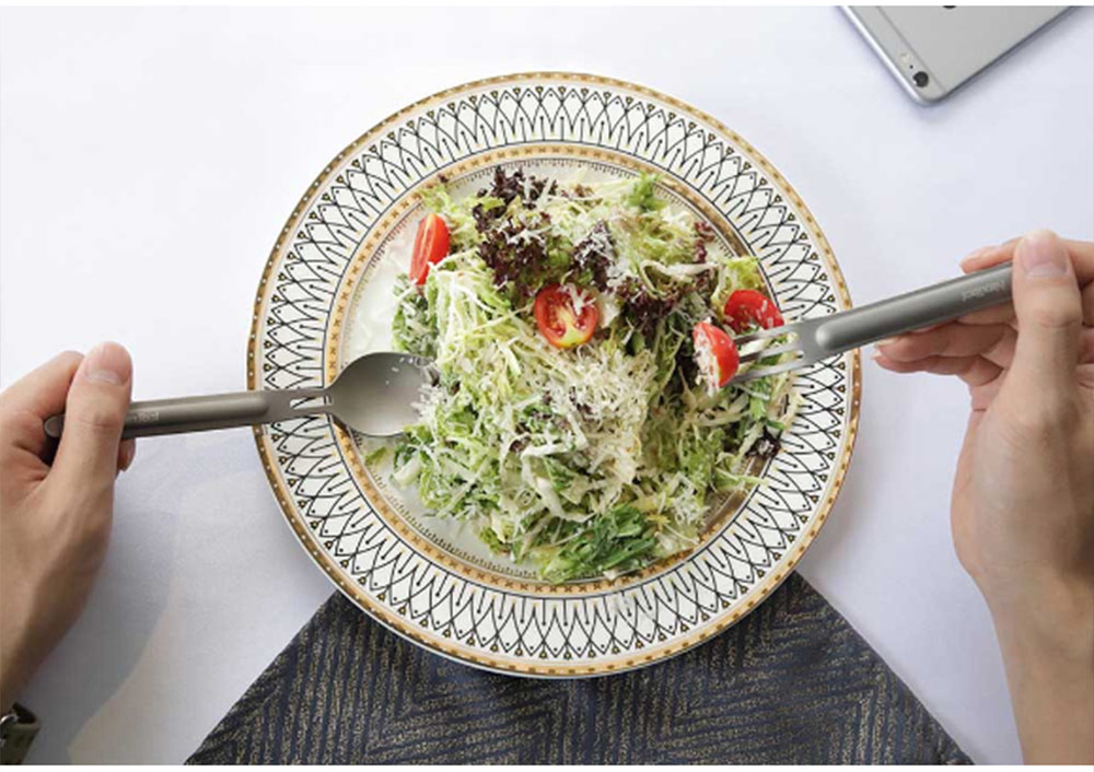 Xiaomi NEXTOOL Outdoor Titanium Alloy Fork & Spoon Tableware Set - Silver