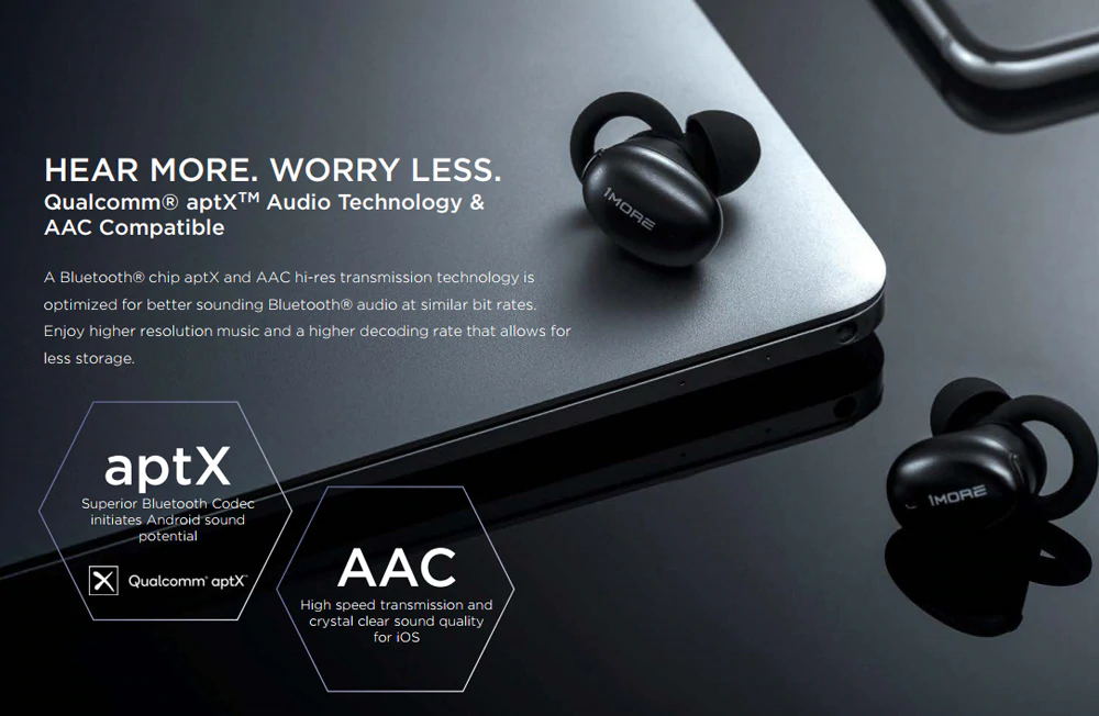 XIAOMI 1MORE E1026BT Bluetooth 5.0 TWS Earphones atpX/ AAC Stereo Hi-Fi Sound 410mAh Charging Case - Black