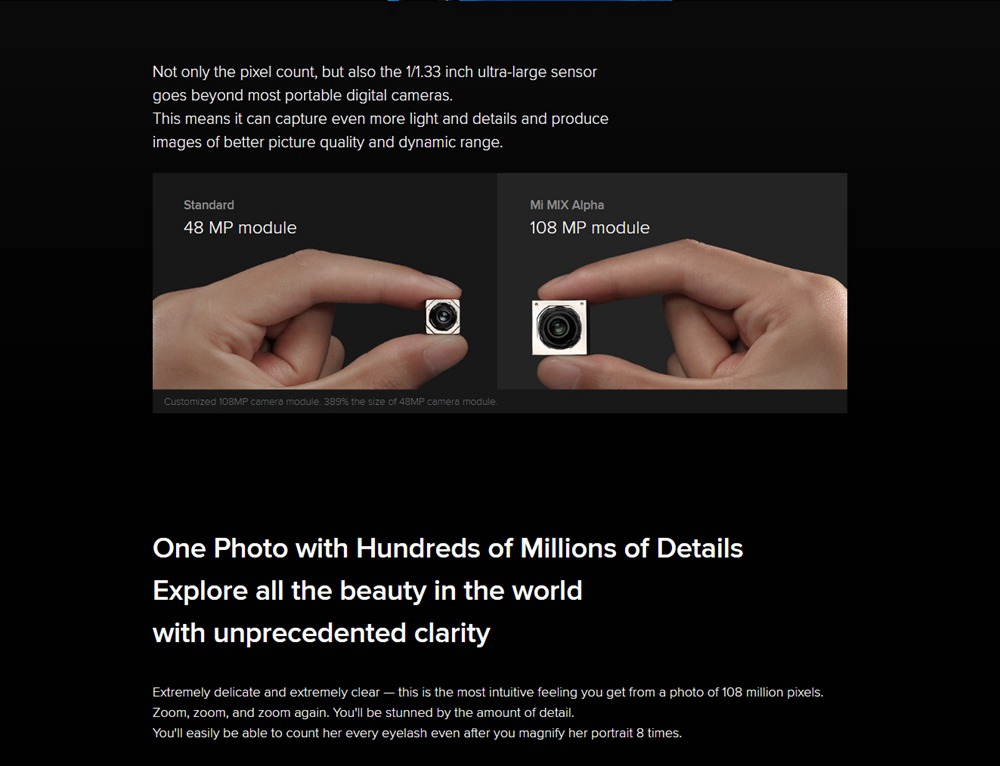 Xiaomi Mix Alpha 5G Smartphone 7.92 Inch Snapdragon 855 Plus 12GB 512GB 108.0MP+12.0MP+20.0MP Triple Rear Cameras Fingerprint ID Dual SIM MIUI 11 - Black