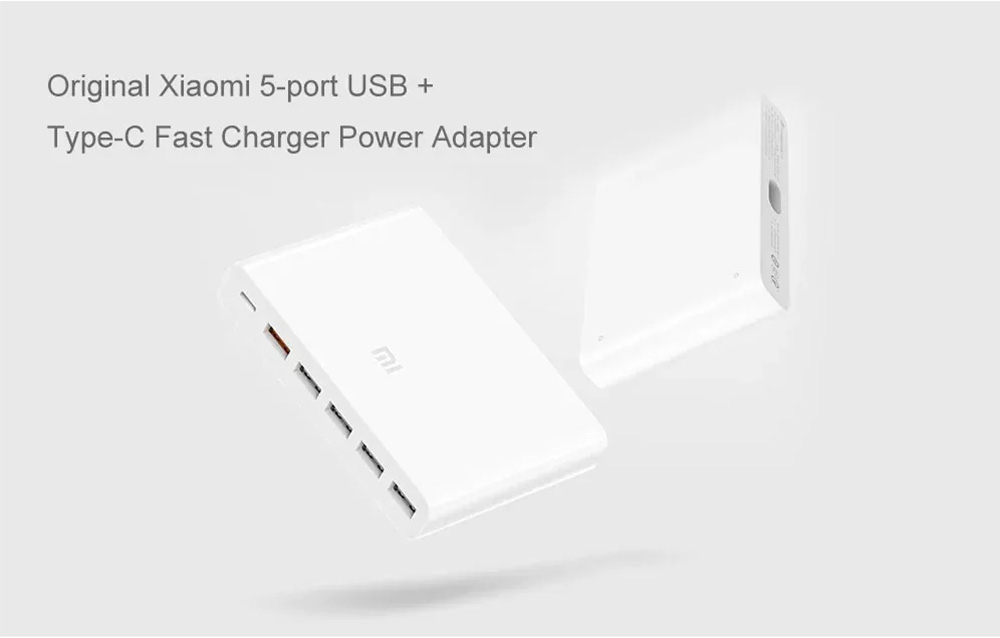 Xiaomi 60W Fast Charger Power Adapter 6 Ports Support QC 3.0 Quick Charge Protocal - White