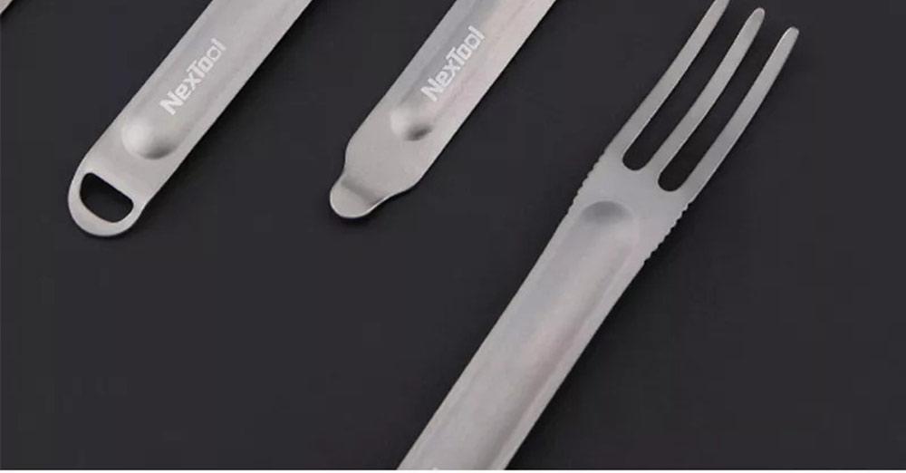 Xiaomi NEXTOOL Outdoor Titanium Alloy Fork & Spoon Tableware Set - Silver