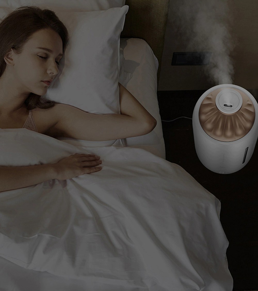 DEERMA DEM F600 Household Ultrasonic Humidifier 5L Capacity Aromatherapy Machine With Silver Carbon Ion Water Purification Box - White