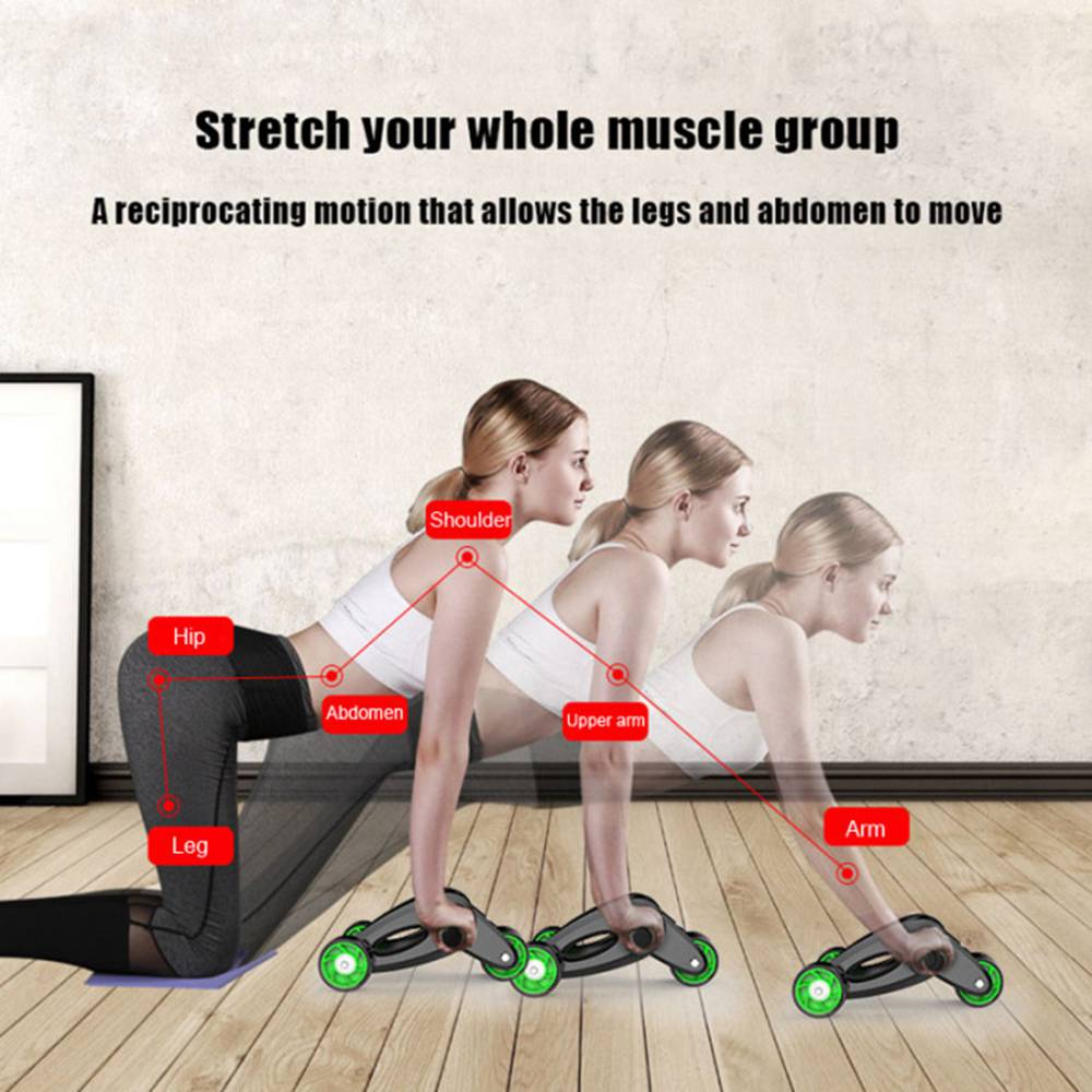 Folding Abdominal Wheel Abdomen Wheel Roller Home Fitness Equipment Training Device With Knee Pad