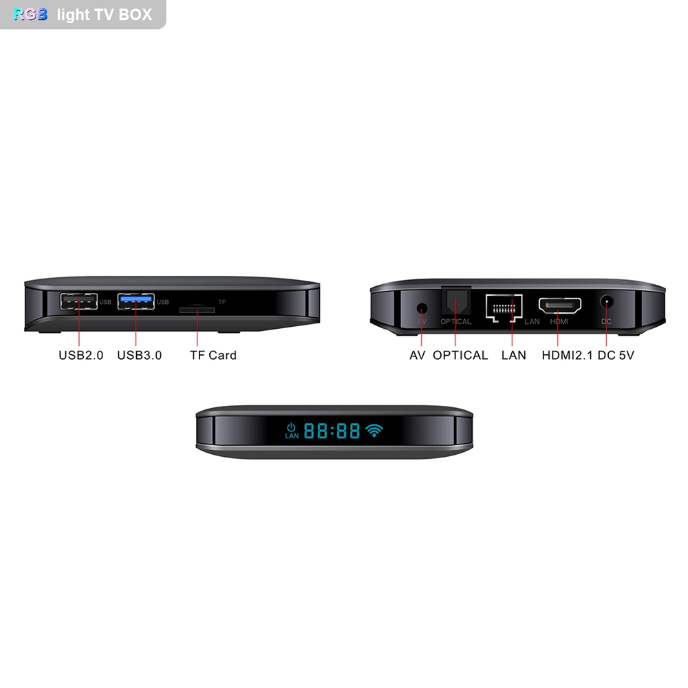 A95X F3 Amlogic S905x3 8K Video Decode Android 9.0 TV Box RGB Light 4GB/32GB 2.4G+5.8G WiFi Bluetooth LAN USB3.0 Youtube Netflix