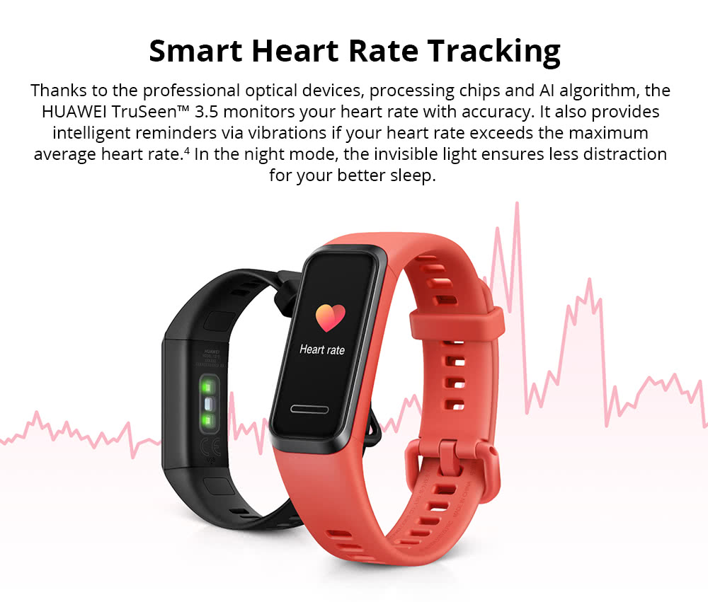 HUAWEI Band 4 Smart Bracelet 0.96 Inch AMOLED Touch Large Color Screen 5ATM Blood Oxygen Heart Rate Monitor Swimming Posture Recognition - Pink