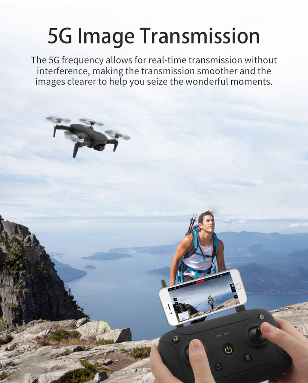 JJRC X12 AURORA 4K 5G WIFI 1.2km FPV GPS Foldable RC Drone With 3Axis Gimbal 50X Digital Zoom Ultrasonic Positioning RTF - White Two Batteries with Bag