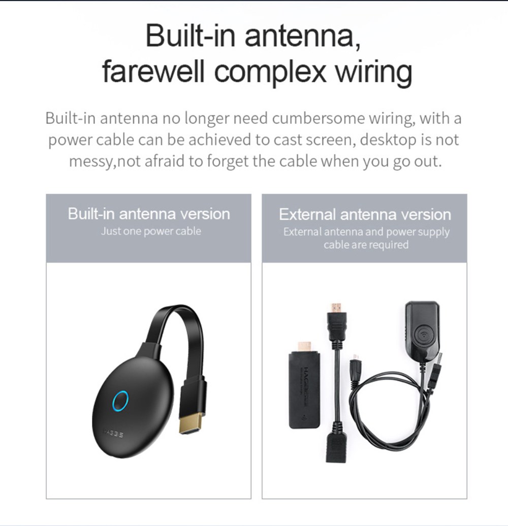 Xiaomi Hagibis RK3036 Wireless HDMI 4K Dongle Display 2.4G/5G WiFi Type-C