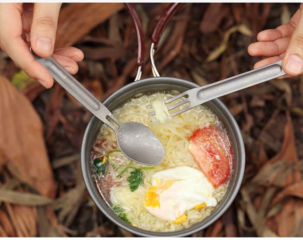 Xiaomi NEXTOOL Outdoor Titanium Alloy Fork & Spoon Tableware Set - Silver